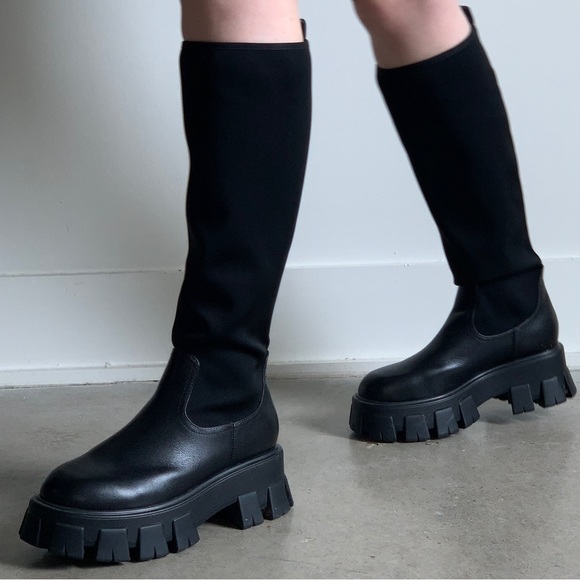 PRADA MINI BAG KNEE HIGH MONOLITH BOOT SIZE 39 - Picture 12 of 16